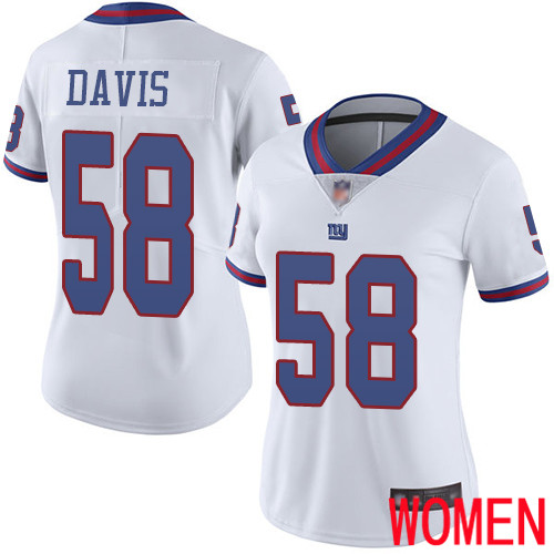Women New York Giants #58 Tae Davis Limited White Rush Vapor Untouchable Football NFL Jersey
